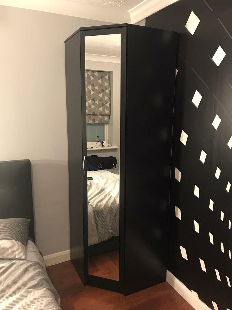 Argos Mirrored Corner Wardrobe Black In Church Gresley