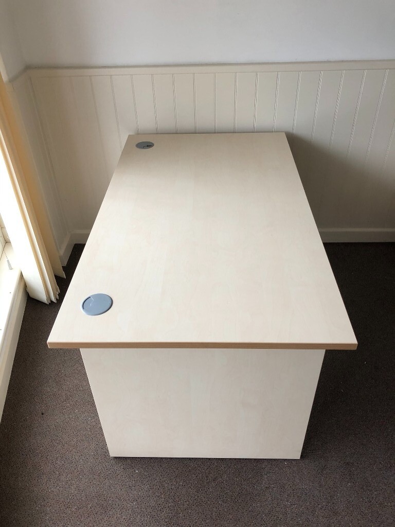 Office desks, beech colour with ply effect edging in Christchurch