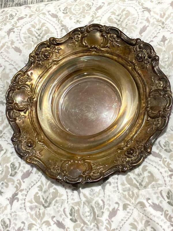 Beautiful Early 1900s Antique Victorian Silver & Glass Smoking Cigarette Ashtray