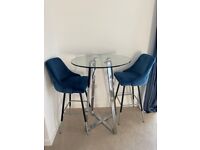 Glass Dining Table + 2 Chairs