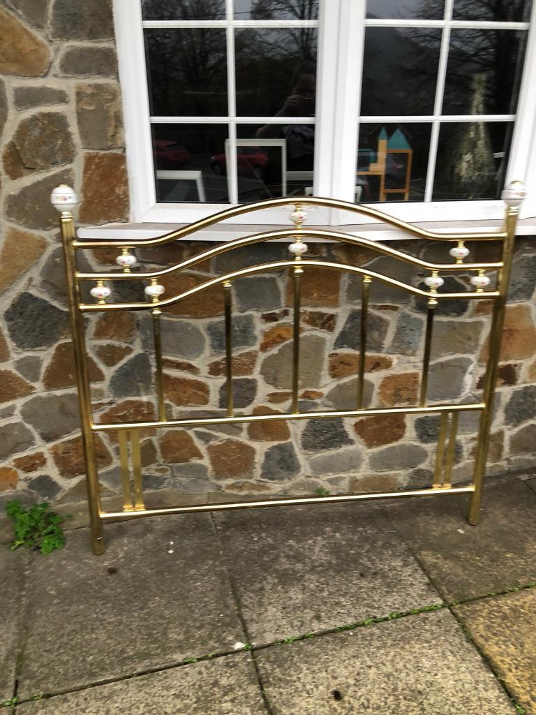 Gold Headboard for Double Bed with lovely ceramic details in Maesteg