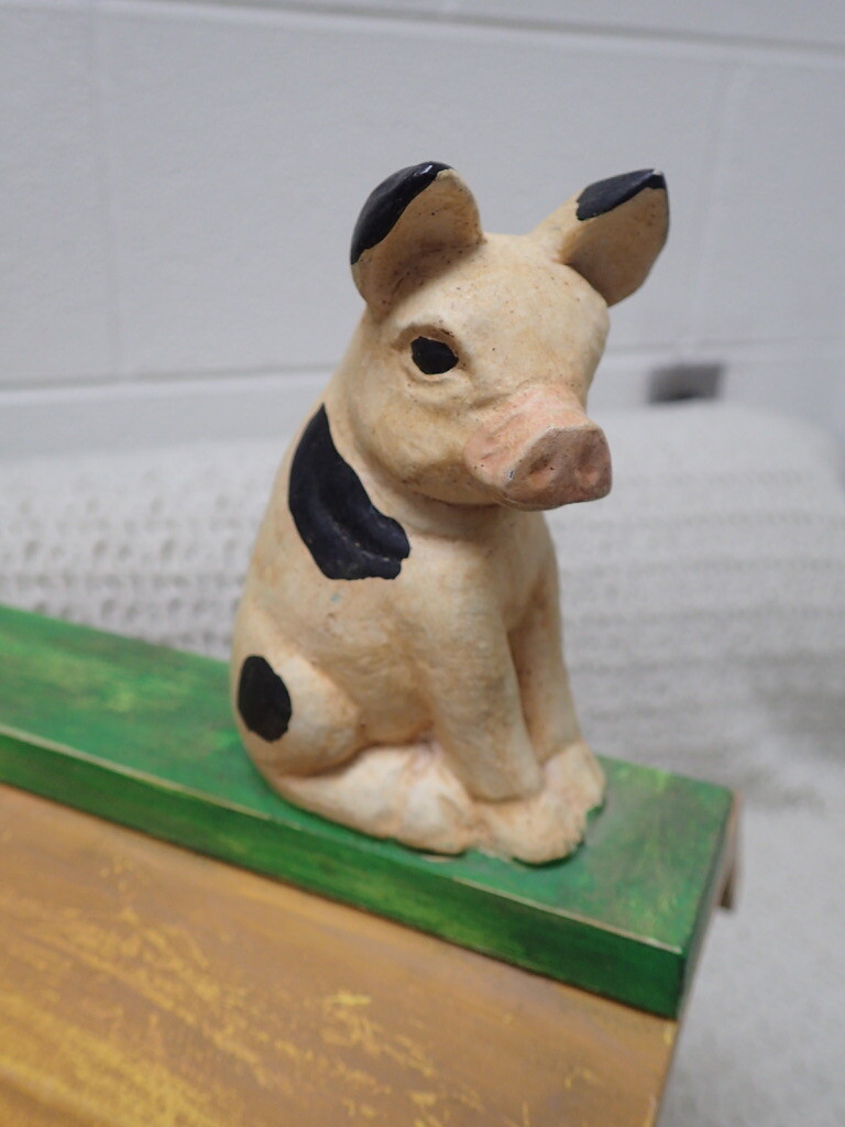 Hand-painted Wooden Birdhouse Barn w/ Pig Outdoor Garden Farmhouse Country Decor