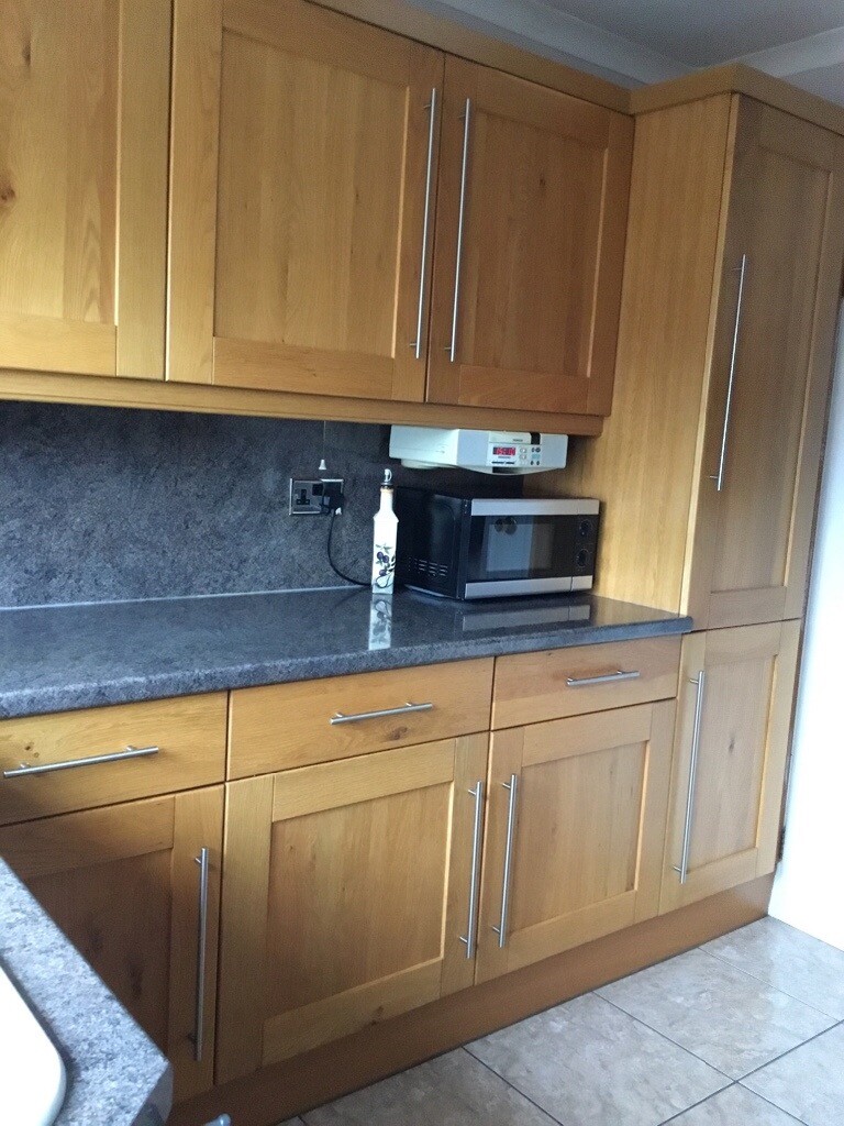 Solid oak kitchen Doors plus one kitchen wall unit and one larder unit