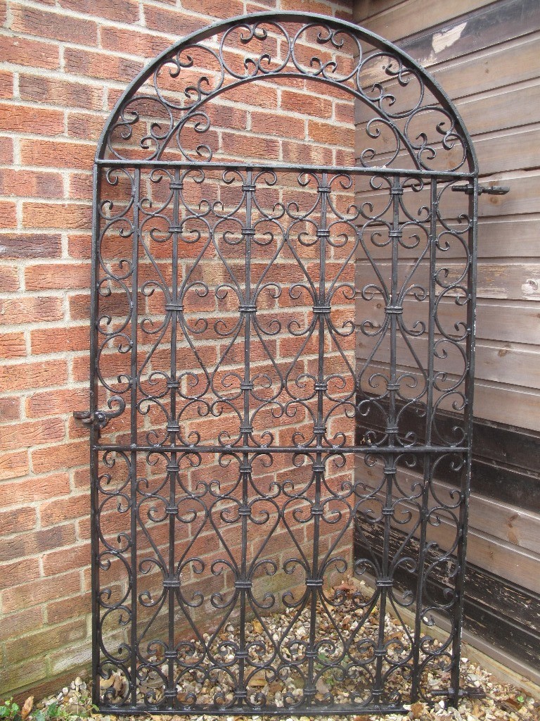 Tall Metal Garden Side Gate Blacksmith Made Heavy Iron Gate | in
