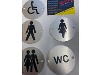 Shop, office, restaurant round aluminium gents, ladies, toilet signs