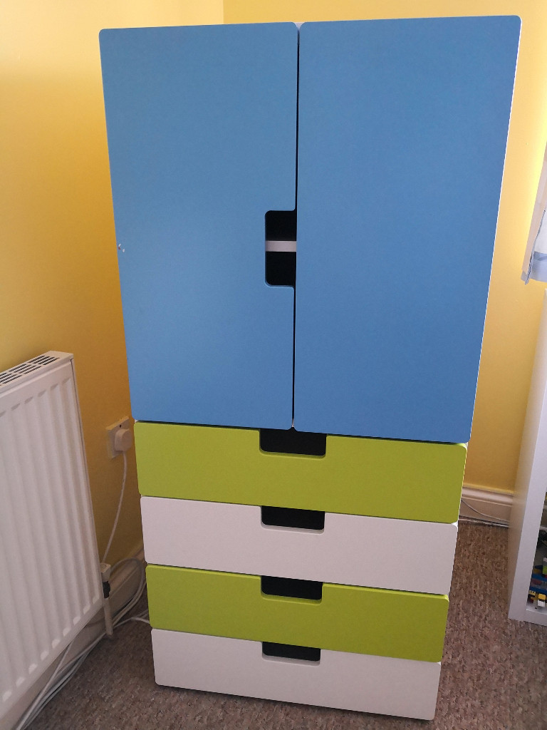Ikea Stuva Blue Children Wardrobe Green White Drawers Set In
