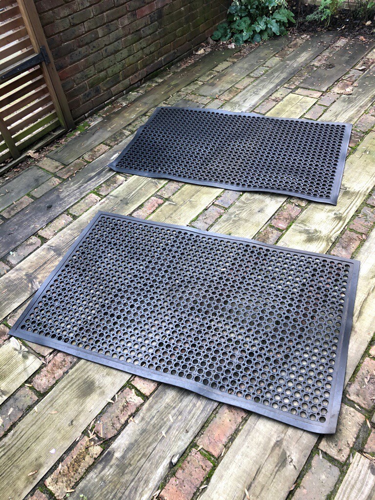 2 Large Outdoor Rubber Entrance Mats Anti Fatigue NonSlip Drainage