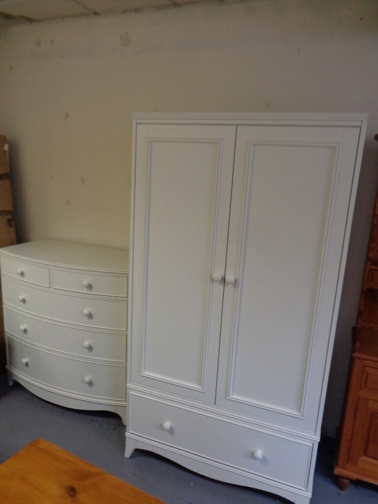 Laura Ashley Broughton White Bedroom Suite. Chest, Wardrobe & Sleigh