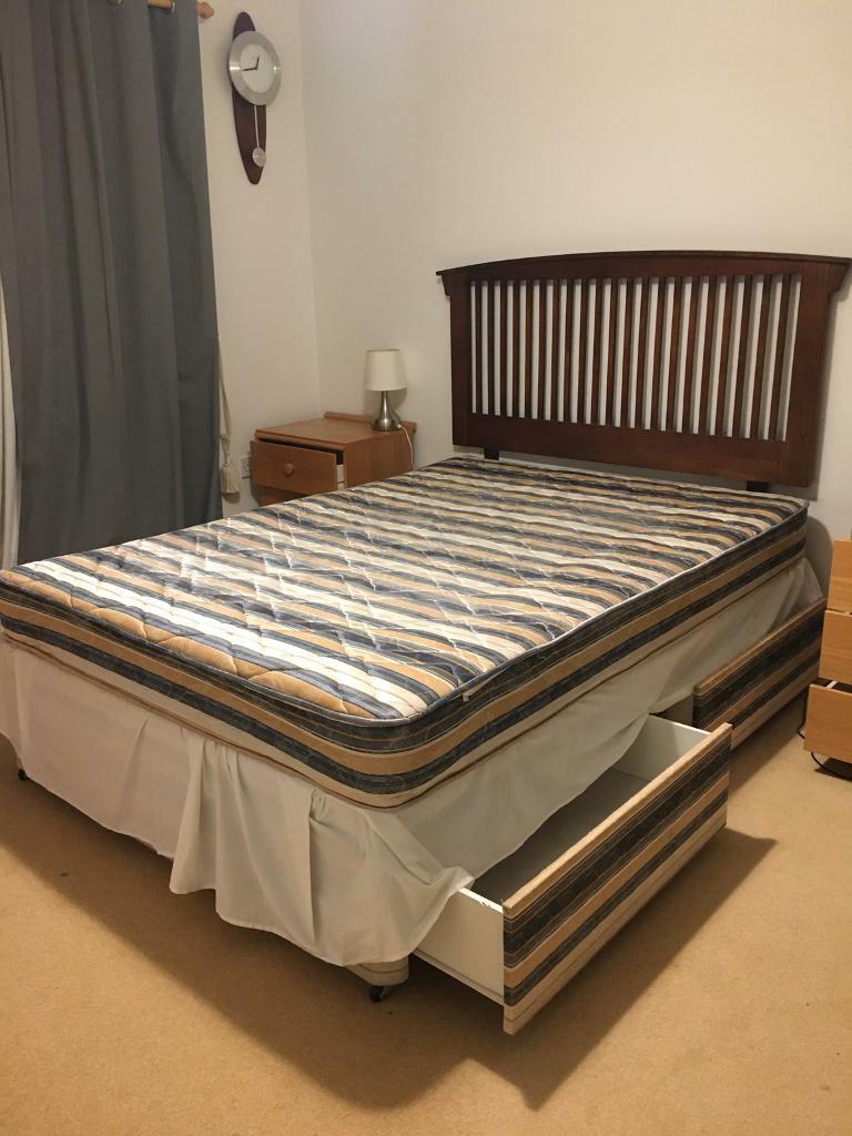 Double divan bed + 4 drawers (collection only) in Bedford