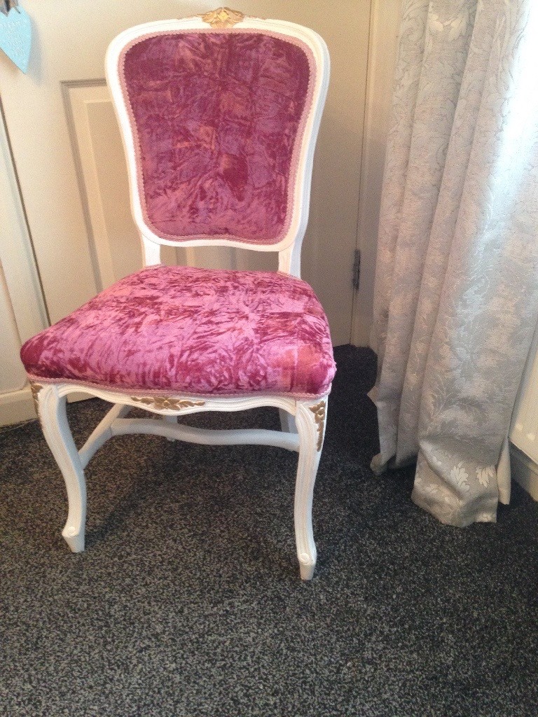 French Louis pink crushed velvet chair in Coventry, West Midlands