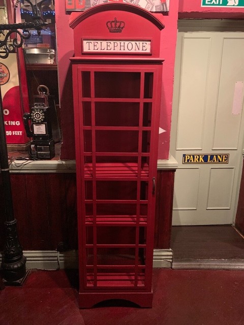 Large Red Retro Telephone Bt Phone Box Drinks Cabinet