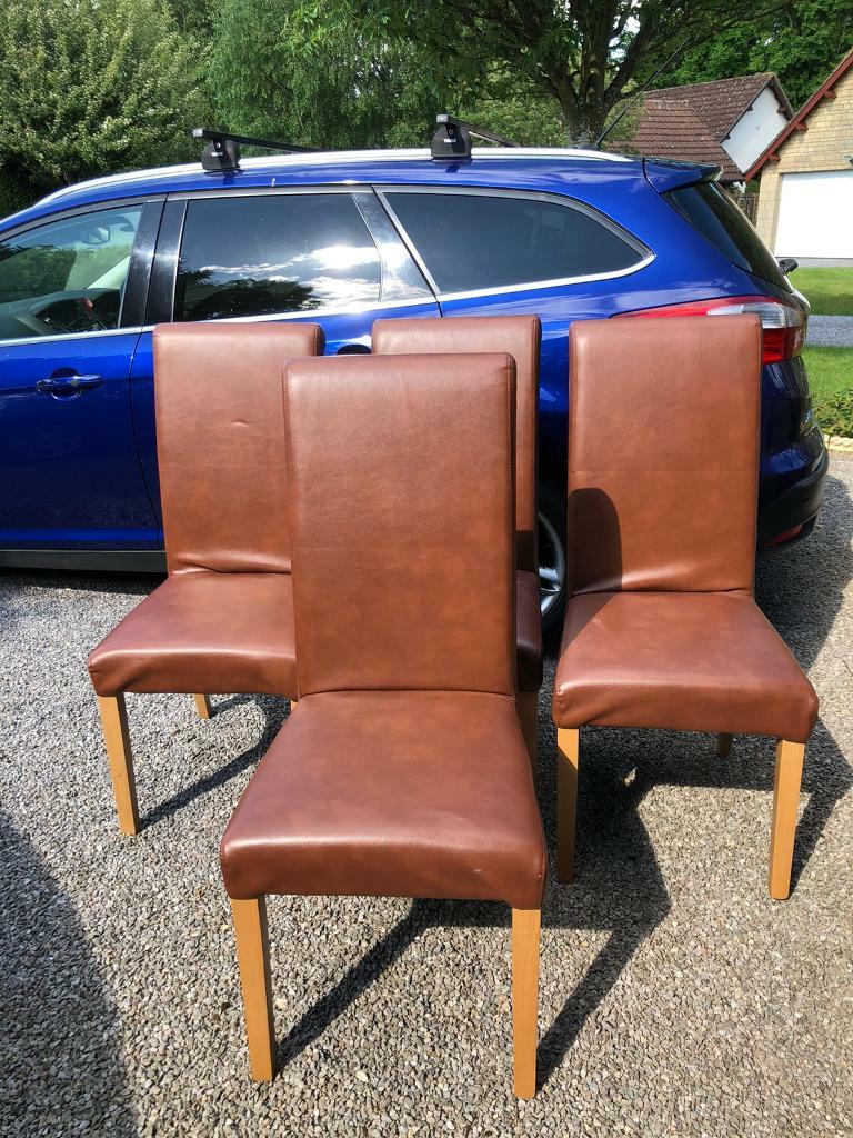 4 x Tan Faux Leather Dining Chairs in Swindon, Wiltshire Gumtree