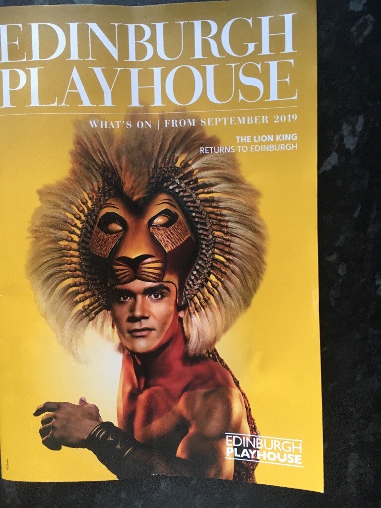 3 Tickets, The Lion King , Edinburgh playhouse, 15th December, 14.30