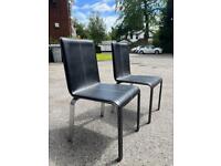 Contemporary Leather-Style Black Dining Chairs x4