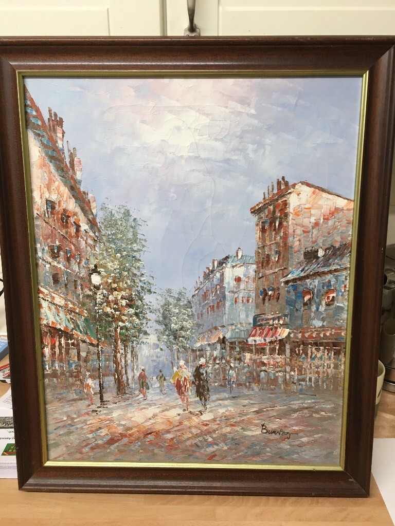 Oil painting in french style, original, signed by an Italian artist and