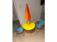 Children’s Outdoor Garden Table and Chair set with umbrella 