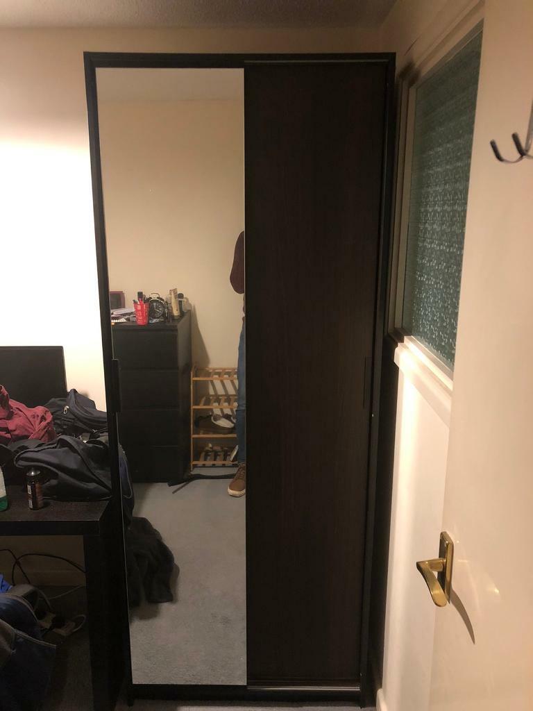 Ikea Trysil Brown Wardrobe W Mirror And Sliding Doors In