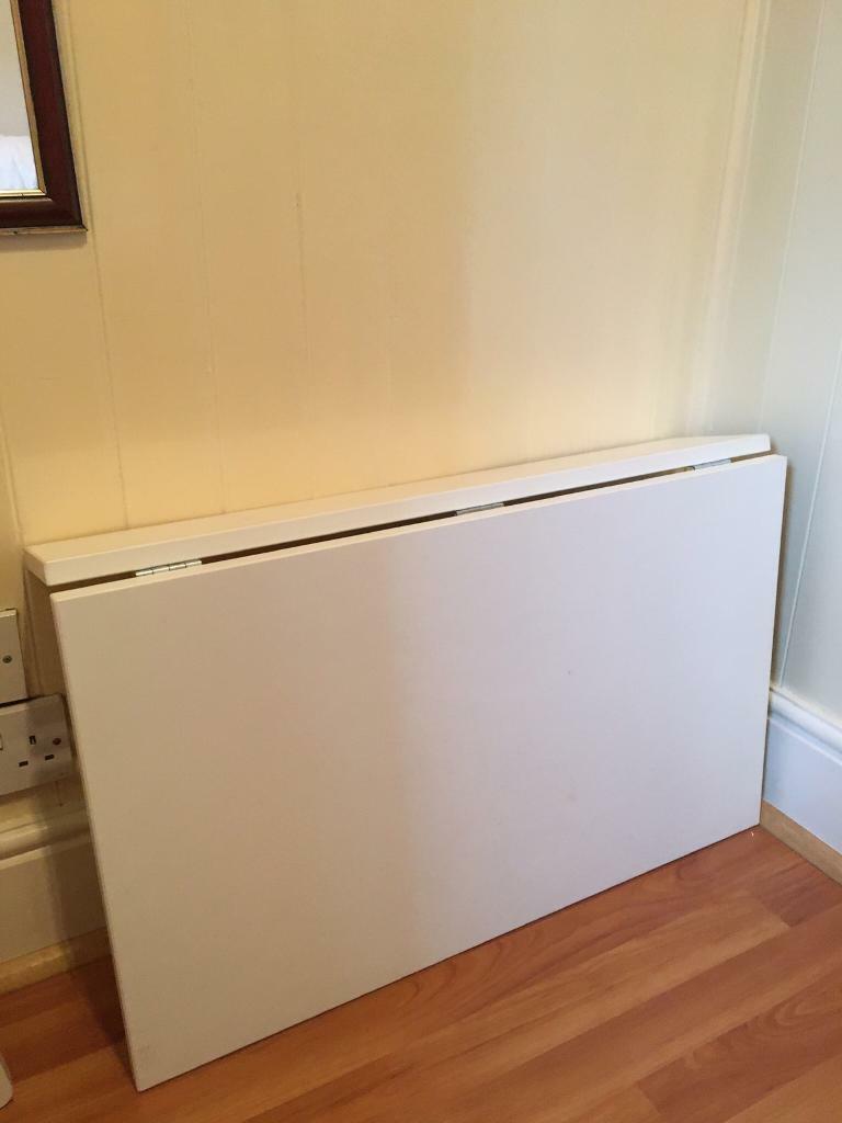 Ikea white wall mounted drop down kitchen table with 2 ...