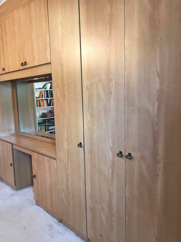 Complete Wall Of Quality Bedroom Wardrobes Including 2 Mirrors