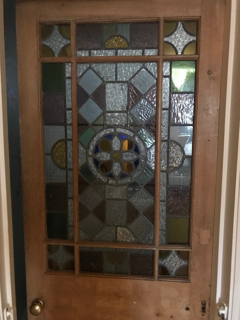 Beautiful Victorian Internal Stained Glass Door In Clapham London