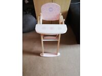 Tidlo T-0217 Wooden Dolls High Chair