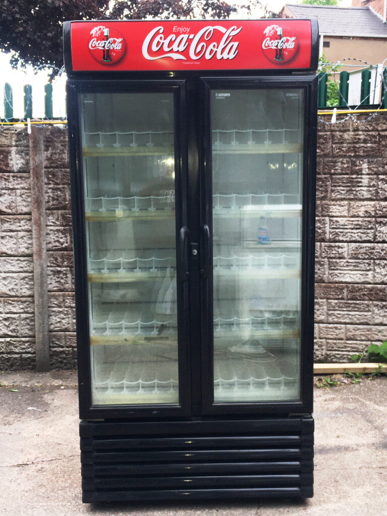 CDM Double Glass Door Upright Commercial Display Fridge/ Chiller COCA