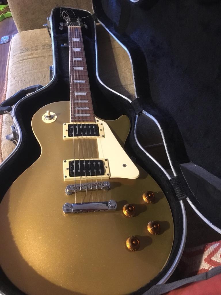 Epiphone Les Paul with Gibson pickups, Gold top’ high spec. Hard case. in Norwich, Norfolk