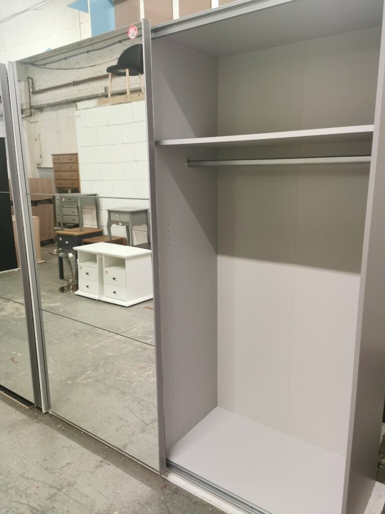 Fully Assembled Habitat Holsted Large Grey Gloss &Mirror Sliding