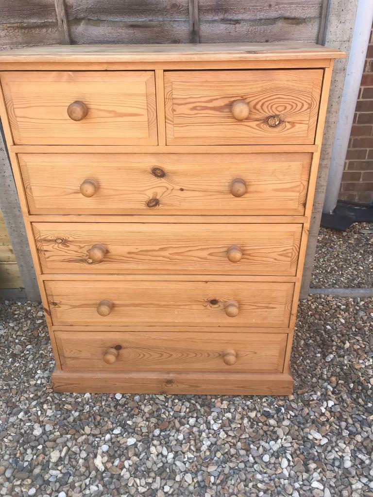 Solid Chunky Pine Chest Of Drawers Dovetail Joints In Fareham