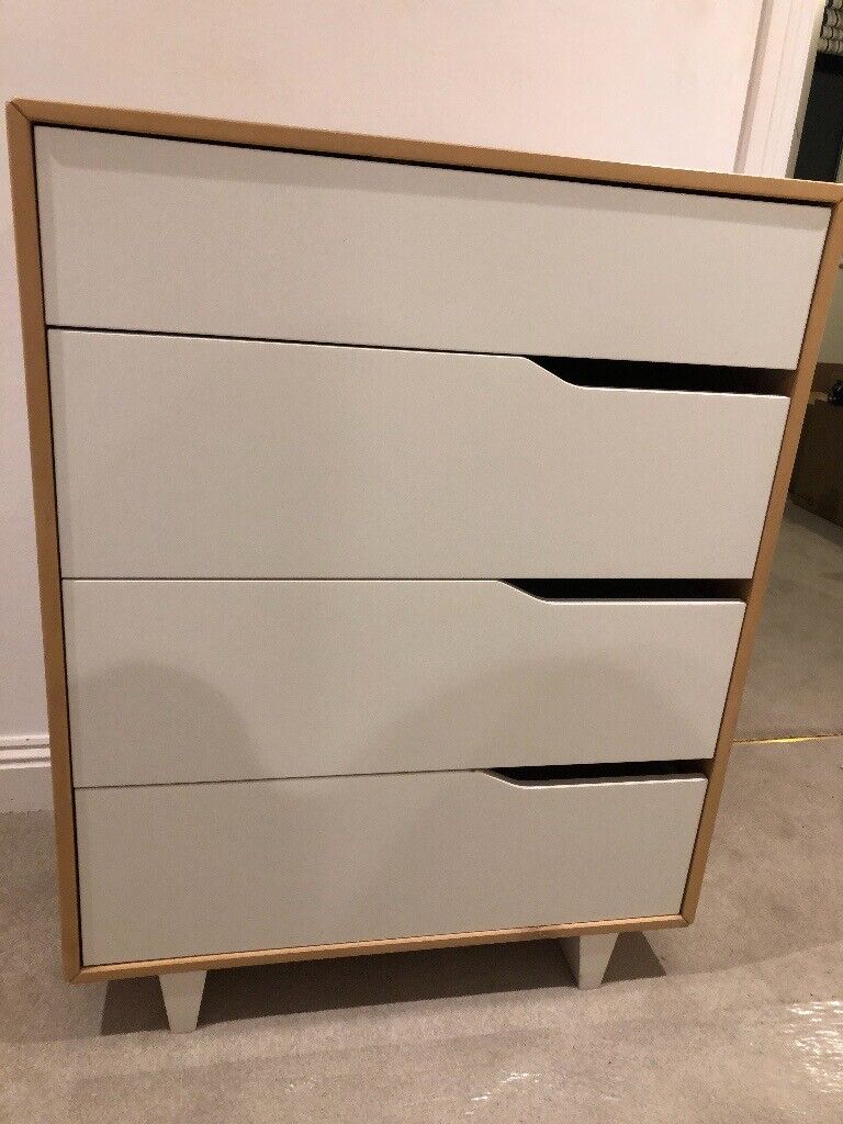 Ikea Chest Of Drawers White With Light Wood Sides And Top Very