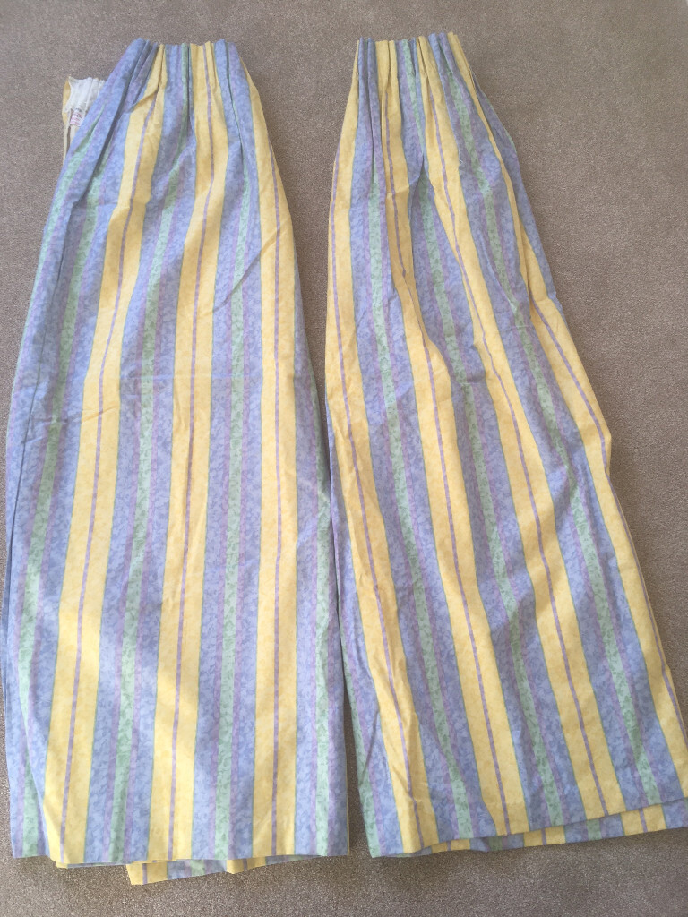 Blue and yellow striped curtains 220cm x 134cm in Hertford