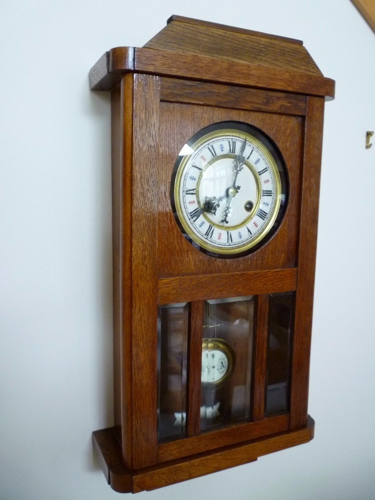 Antique `Kienzle' German Oak Cased Wall Clock Regulator Style in