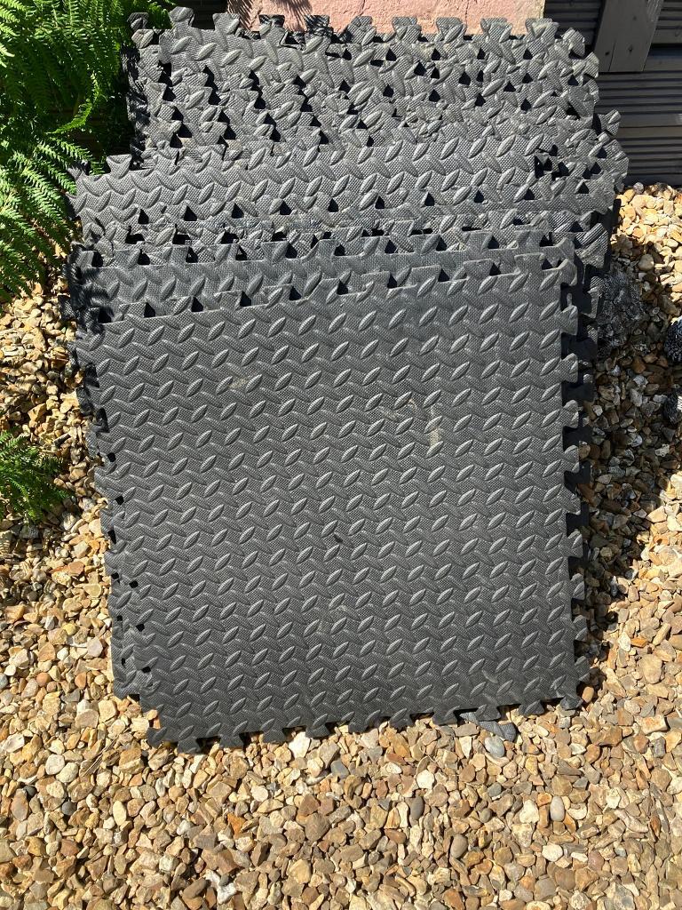 Black click together rubber gum play area matting 3 metres x 3 meteres