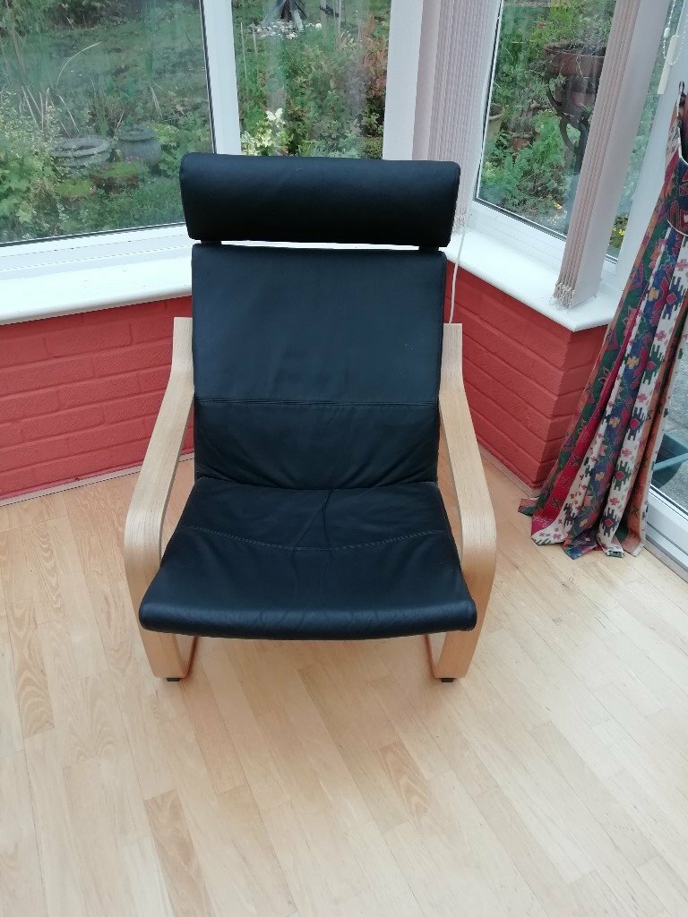 IKEA Poang Chair black leather/leatherette covers in Fordingbridge