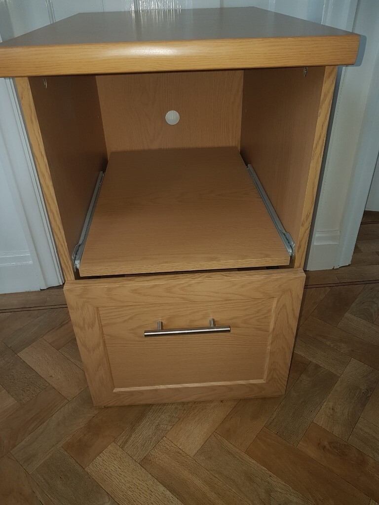 Light Oak wooden one drawer filing with movable shelf in