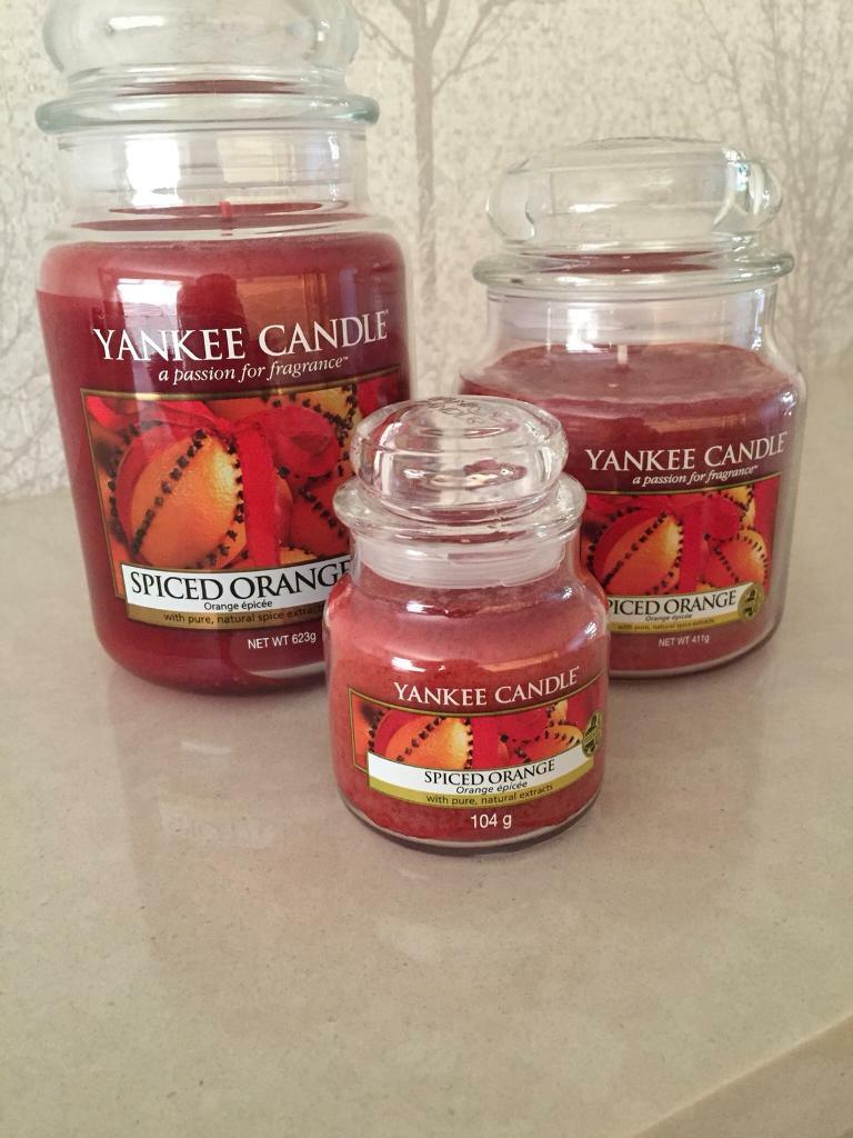 Set Of 3 (Large, Medium & Small) YANKEE Candles Spiced Orange in