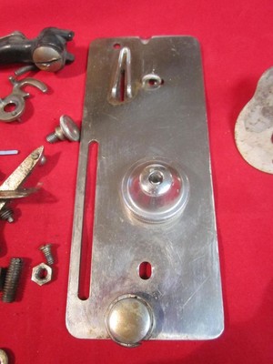 VINTAGE DAMASCUS GRAND ROTORY TREADLE SEWING MACHINE FACEPLATE & MISC.