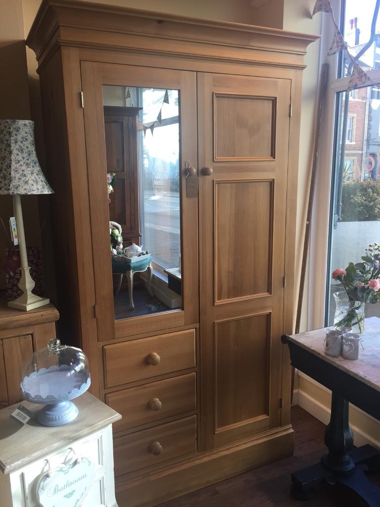 Solid Pine 3 Drawer & Mirrored Wardrobe in Plymouth, Devon Gumtree