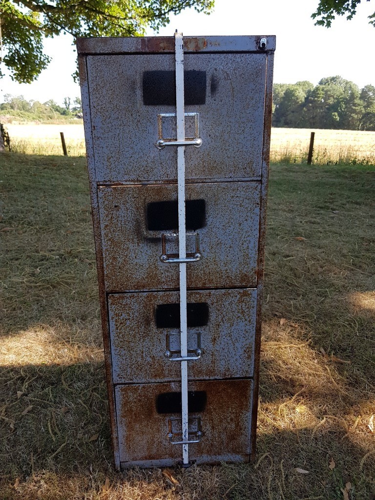 Old Steel 4 X Drawer Filing Cabinet With Locking Ba In Salisbury
