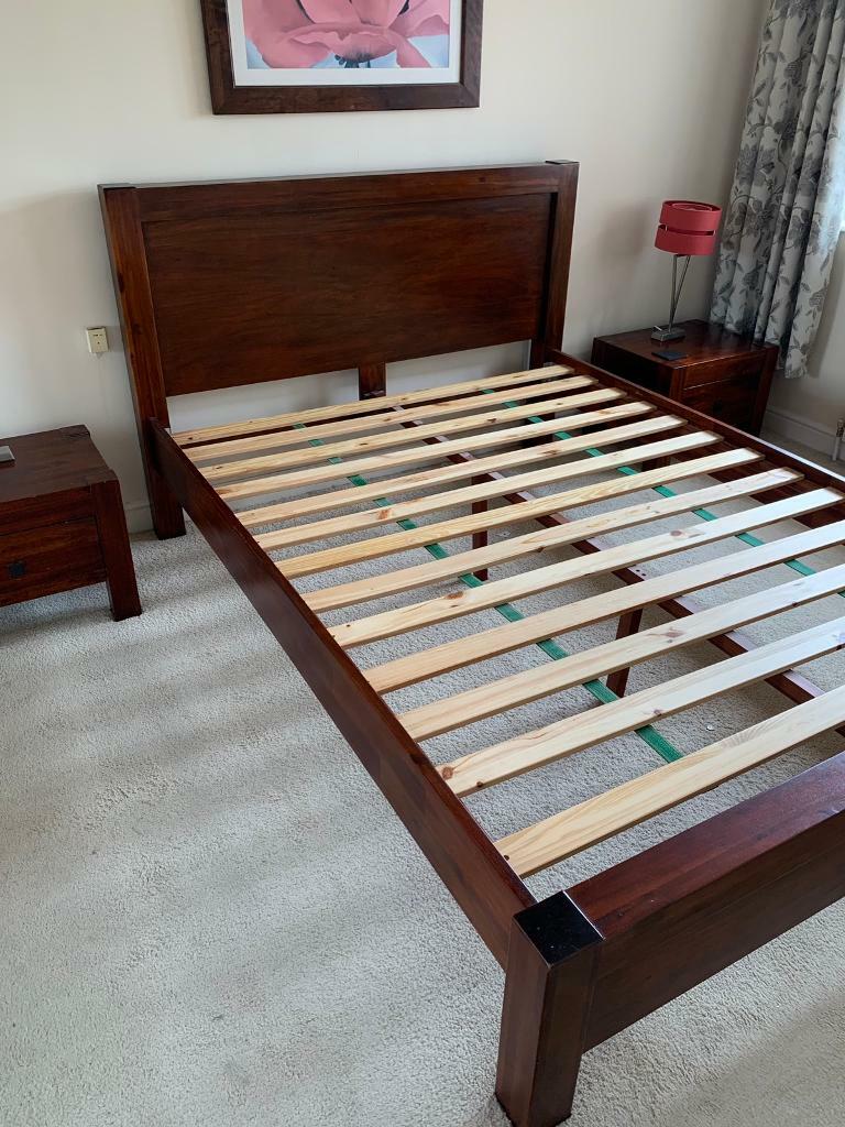 Solid King Size Cherry Wood Bed Frame and cabinets | in Uddingston