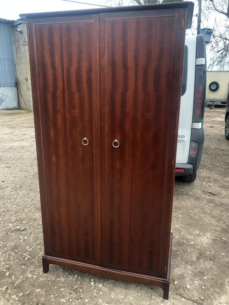 Vintage Retro Dark Brown Large Stag Wardrobe With Shoe Rail In