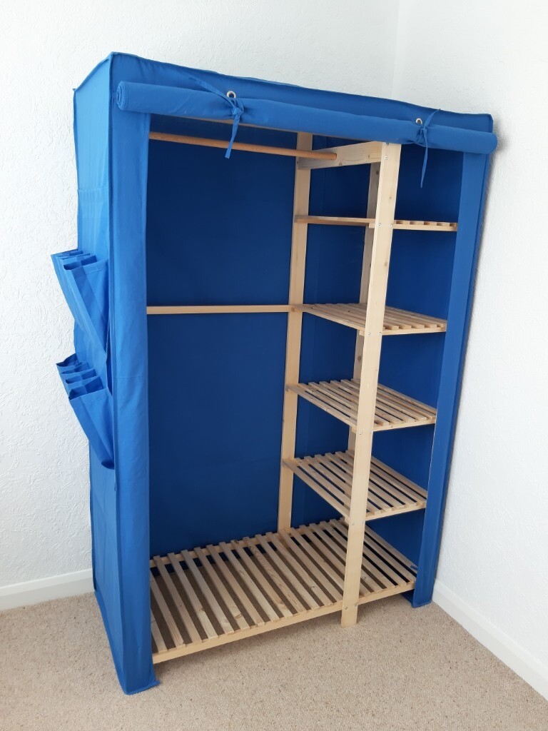 2 Canvas Wardrobes And 1 Canvas Shelving Unit For Sale Excellent