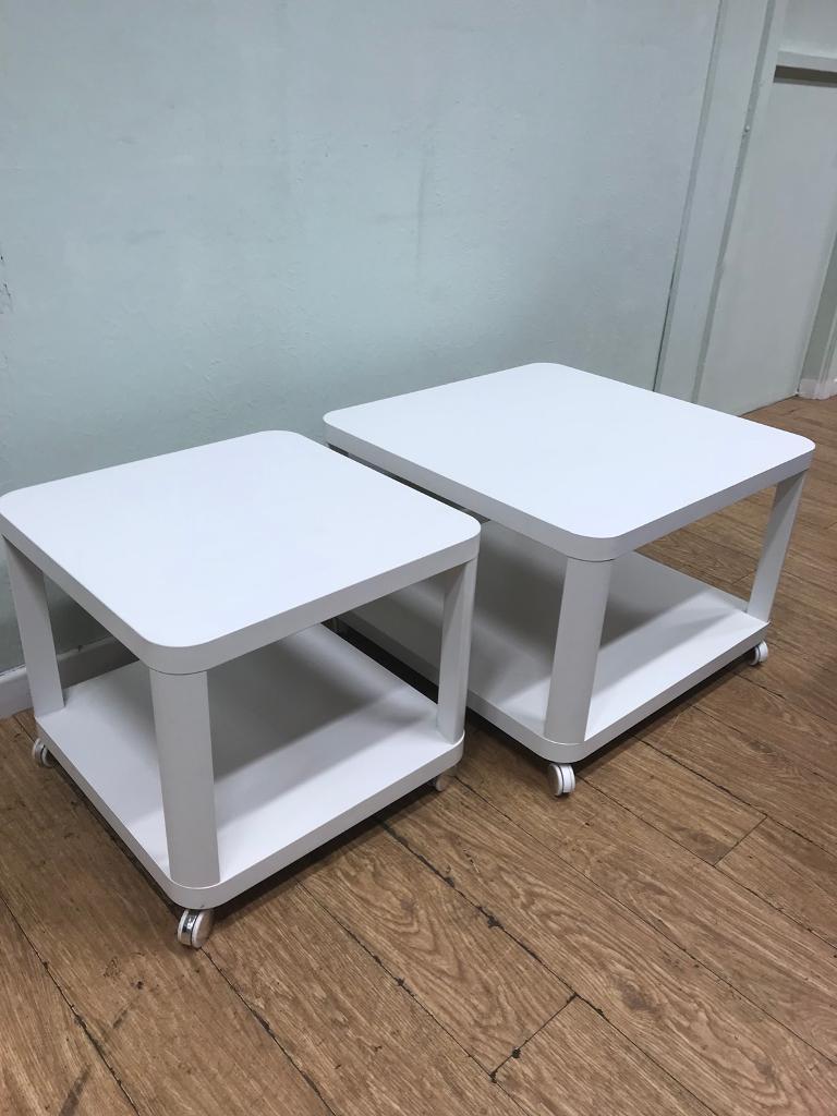 Pair of white ikea occasional side tables in Kirkintilloch, Glasgow