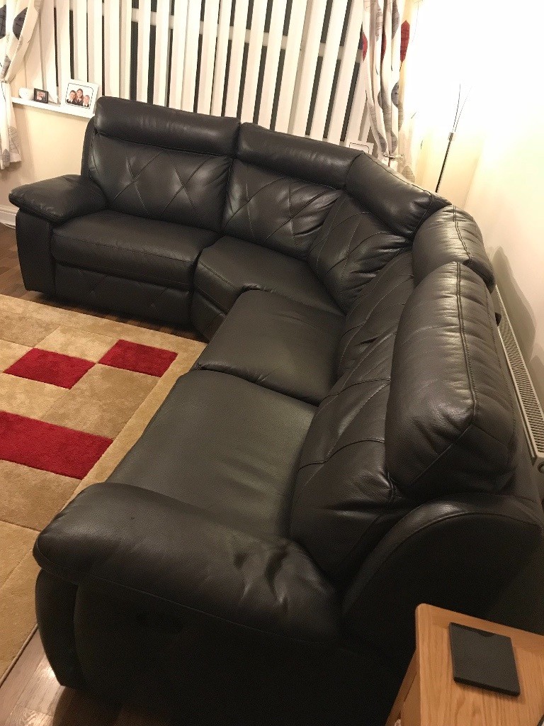 Scs Ashley Endurance Brown leather corner sofa in Selston