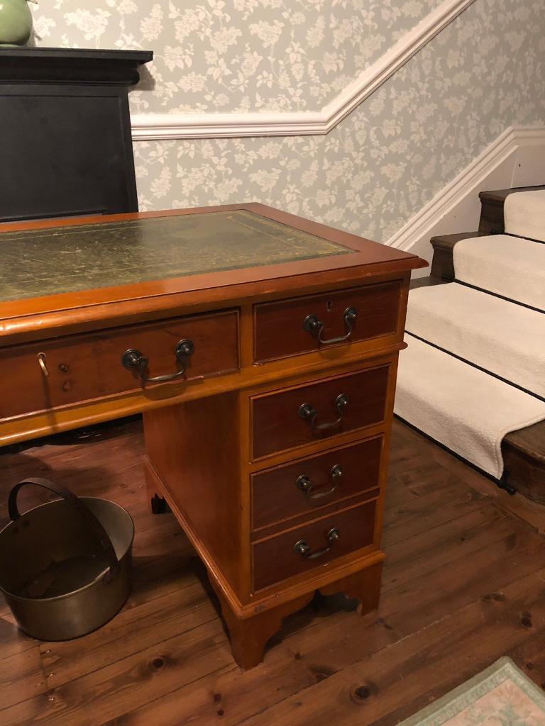 Vintage leather top partner desk in Stortford, Hertfordshire