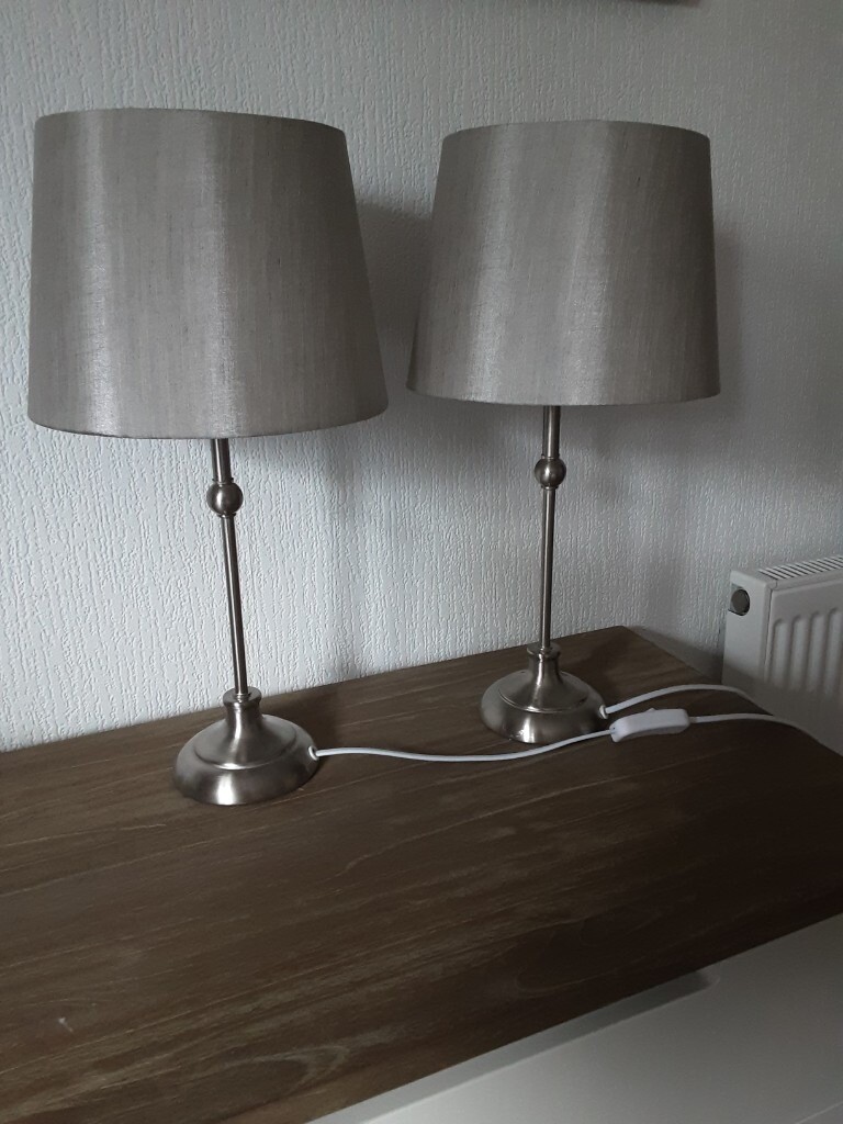 2 Table Lamps with Grey Shades ОНЛАЙН ОБЯВИ
