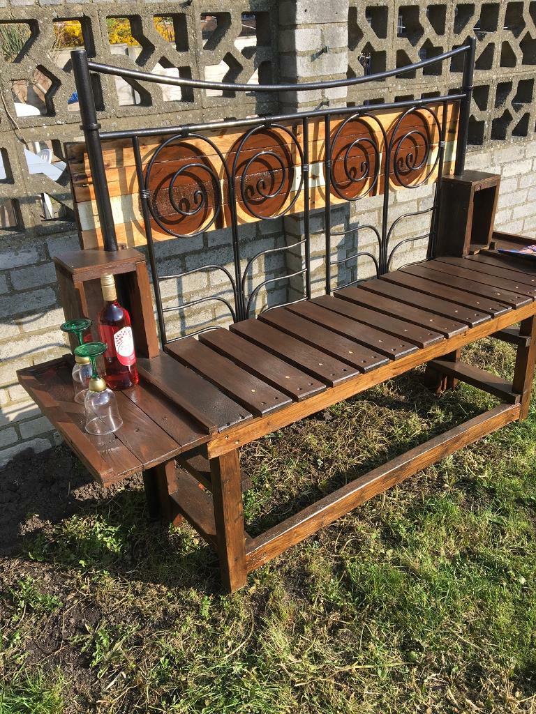 One off solid wood garden bench in Heathrow London 
