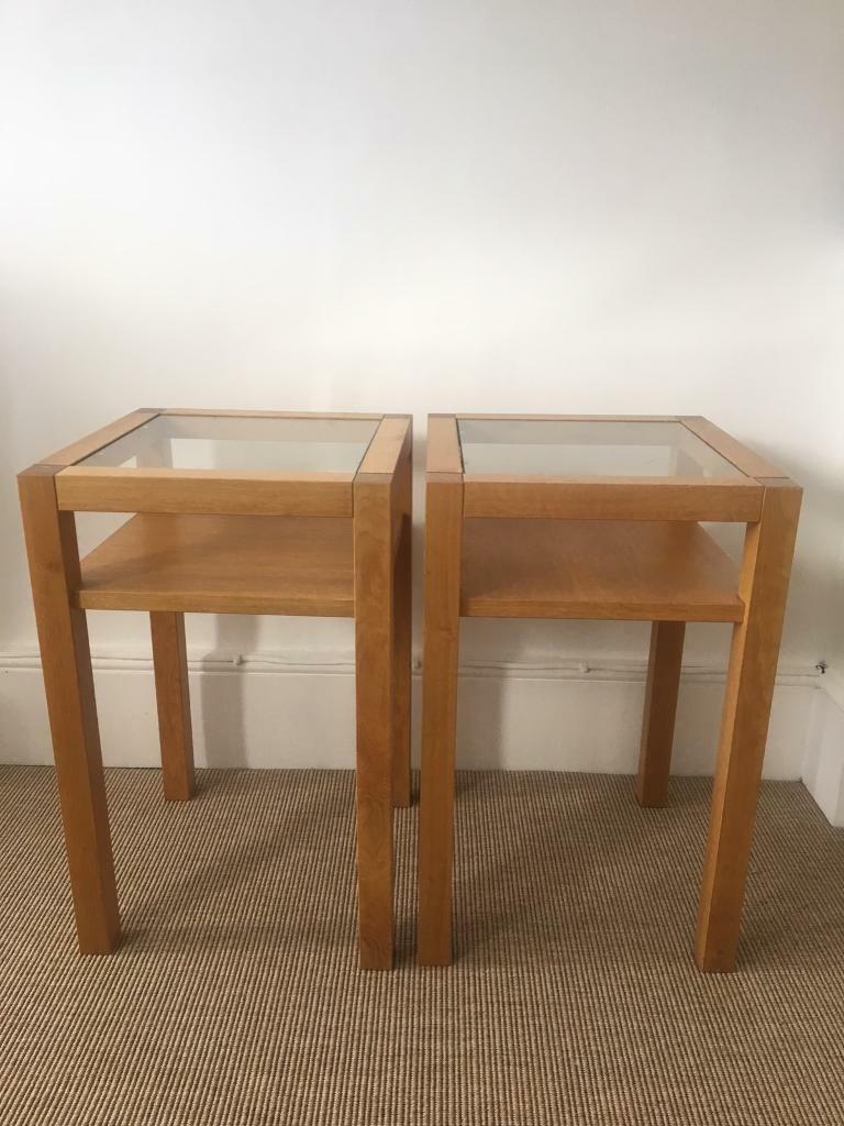 2 x oak side tables with glass top in Brixton, London Gumtree