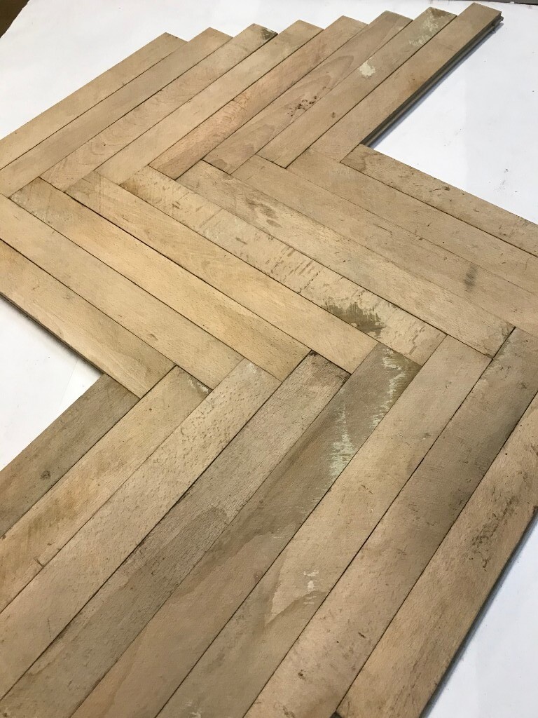 9. Reclaimed Beech Wood Parquet Flooring 70s 80s XX century in