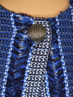 Pre-owned St John St. John Damik Fil Coupe Knit Jaya Blue Topper Jacket Blazer Sz 10 $1095 In Jaya Blue, Black & Bright White